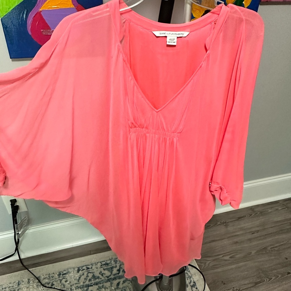 DVF Silk Neon Pink Mini Dress